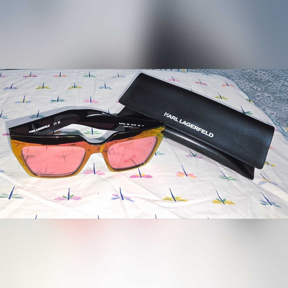 Karl Lagerfeld Ombre Sunglasses with Pink Lenses